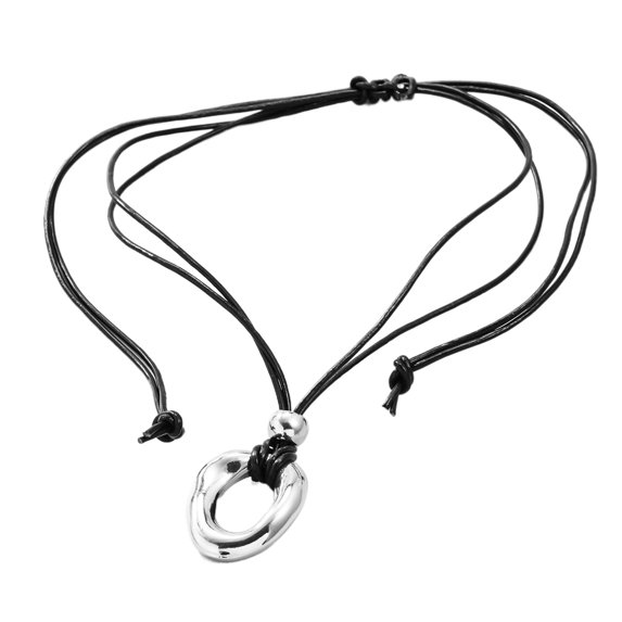 SIEYIO Simple Irregular Circle Pendant Necklace Choker Fashion Collar Necklace Adjustable Drawstring Neckband Fashion Jewelry