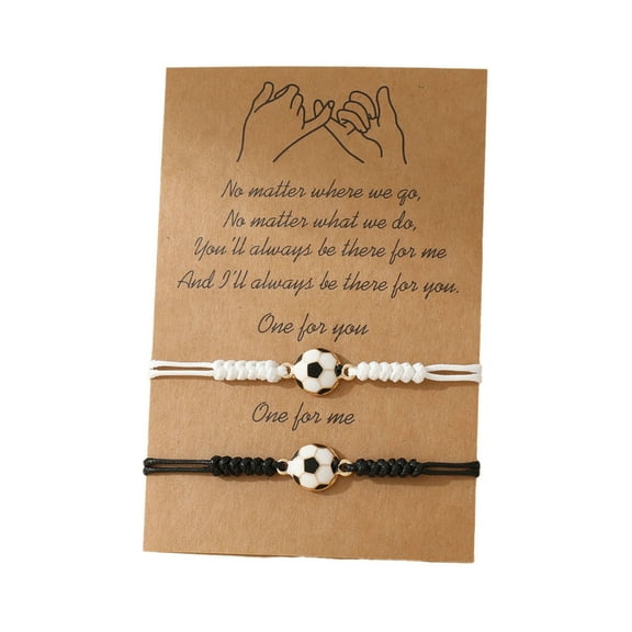 SIEYIO Soccer Friendship Bracelets for Men Women Graduation Gifts Black White String Football Jewelry for Soccer Lovers
