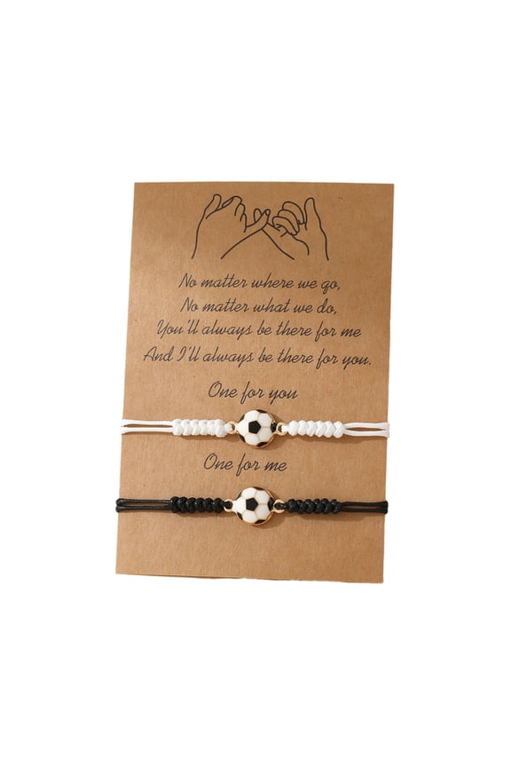 Soccer Friendship Bracelets for Men Women Graduation Gifts Black White String Football Jewelry for Soccer Lovers