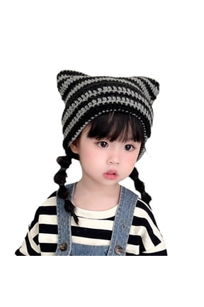 Soft Baby Beanies Hat with Devil Cat Ears Winter Autumn Hat for Kids 3-15 Years