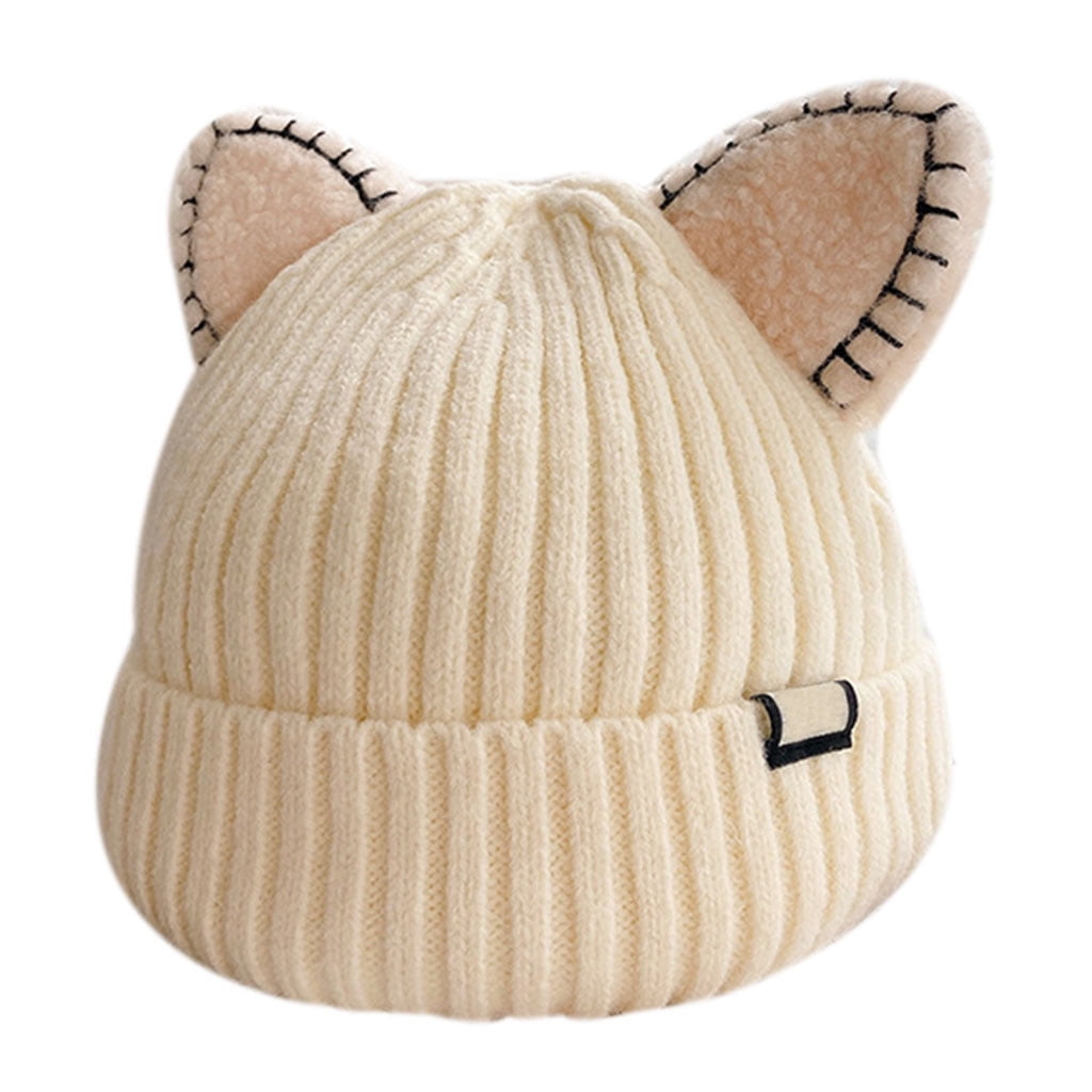 SIEYIO Solid Color Beanies Cap Kawaii Hat Wool Knit Hat Warm Cap