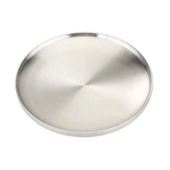 SIEYIO Stainless Steel Double Layer Round Dinner Plate Heat Insulation Dish Anti-scald