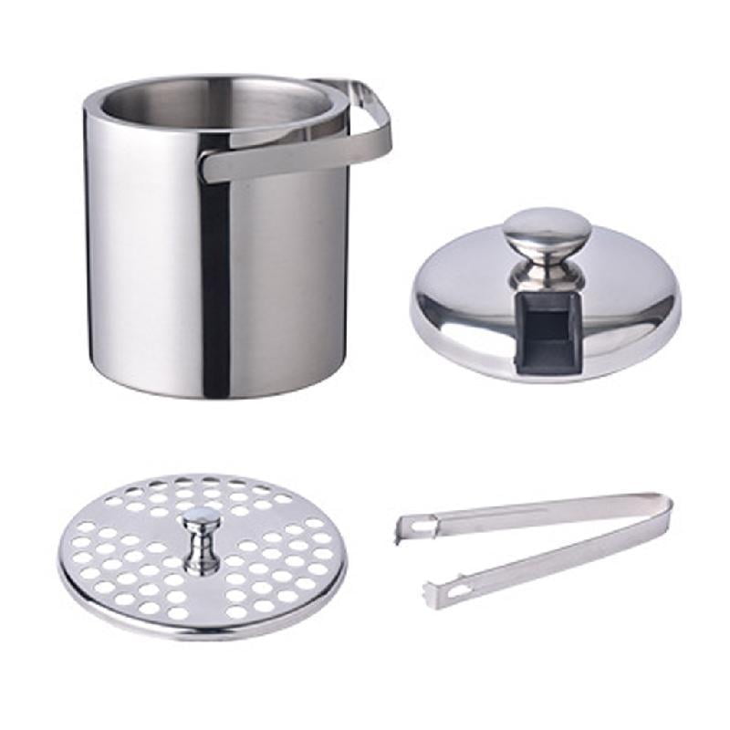 Numhew 3.17 Qt. Stainless Steel Insulated Ice Bucket With Lid, Scoop, Tongs And Strainer For