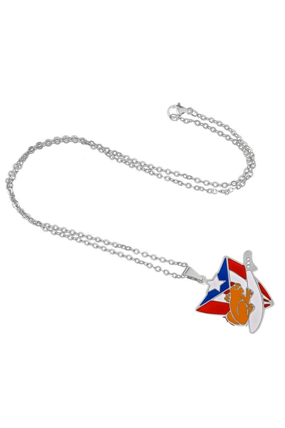 Stainless Steel Puerto Rico Flag Pendant Necklace Fashion Country Map Necklace