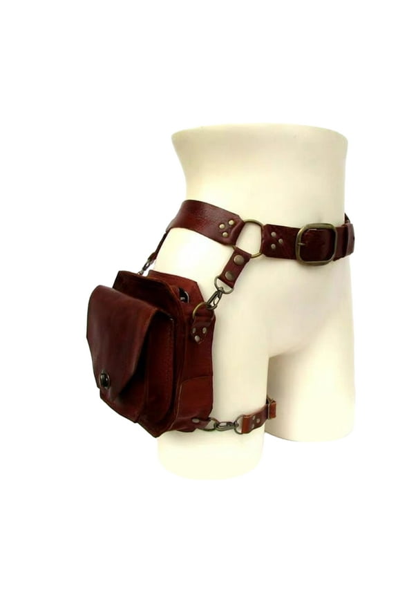 Steampunk Waist Pack PU Fanny Bag Motorcycle Thigh Wallet for Women
