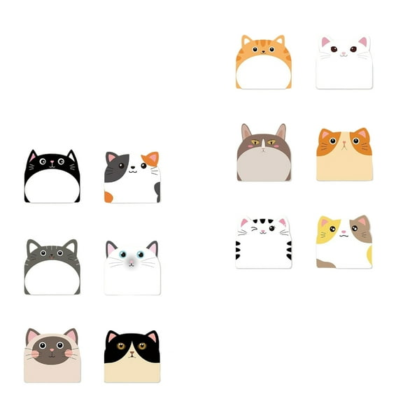 SIEYIO Sticky Note Unlined Pocket Memo Pad Cute Cats Note Paper 30 Sheets/Pad