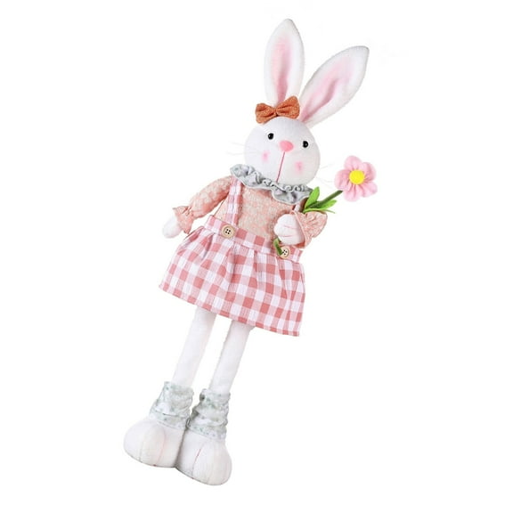 SIEYIO Stretchable Legs Easter Rabbit Figurine Delicate Cartoon Statue for Home Office