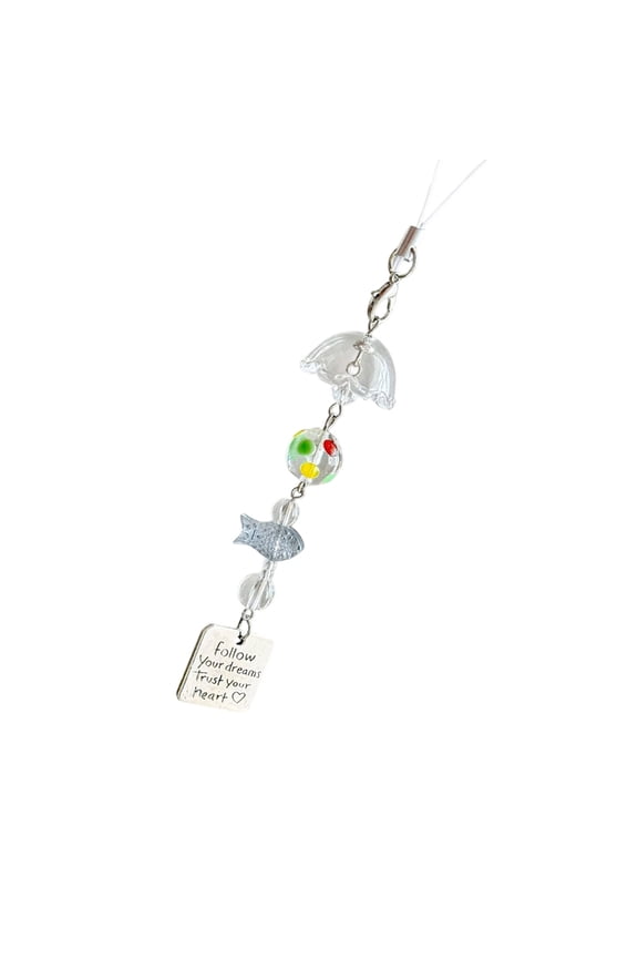 Stylish Acrylic Fish Bead Wind Chime Phone Strap Sturdy Lightweight Keychain for Mobile Devices