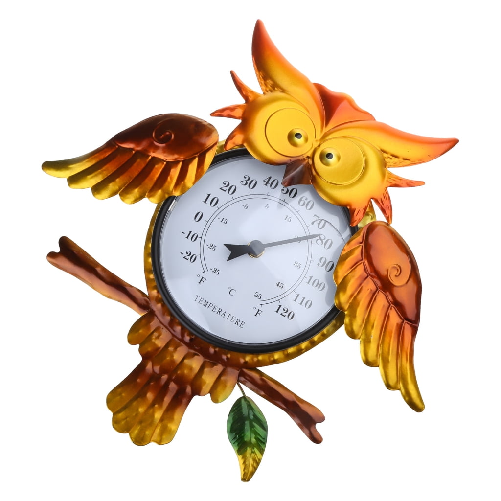 SIEYIO Stylish Outdoor Thermometer Wall Mounted Temperature Meter Metal for Yard & Pool