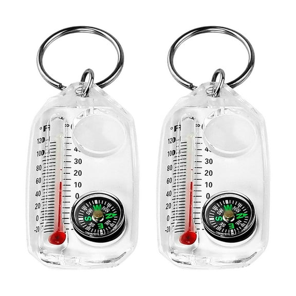 SIEYIO Survival Thermometers Compasses Keychain Guiding Compasses Thermometers Keyring