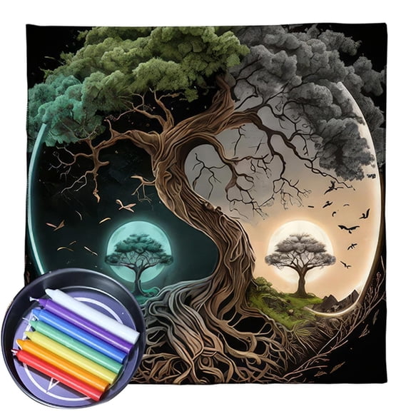 SIEYIO Tarots Card Tablecloth Square Divinations Tapestry Trees Of Life Tablecloth Astrologys Table Cloth Witchcrafts Supply