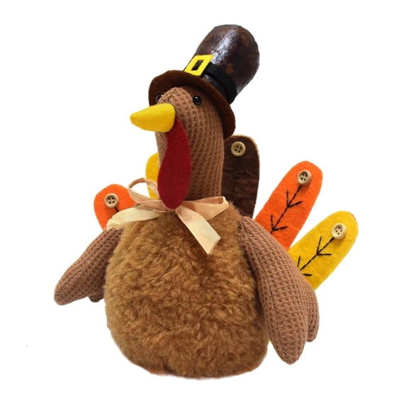 SIEYIO Traditional Thanksgiving Theme Turkey Ornament for Family Gathering Polyester Centerpieces Elegant Holiday Decoration