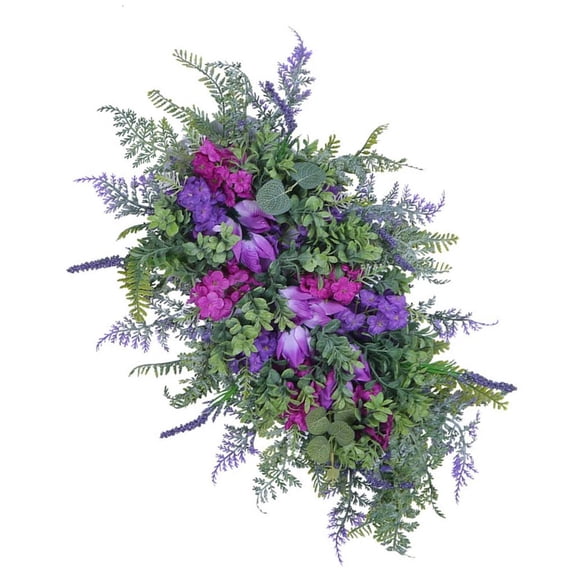 SIEYIO Tulips Wreath for Front Door Spring Artificial Flower Wreath with Hyacinths Hydrangeas Lavenders Wall Hangings Decorations