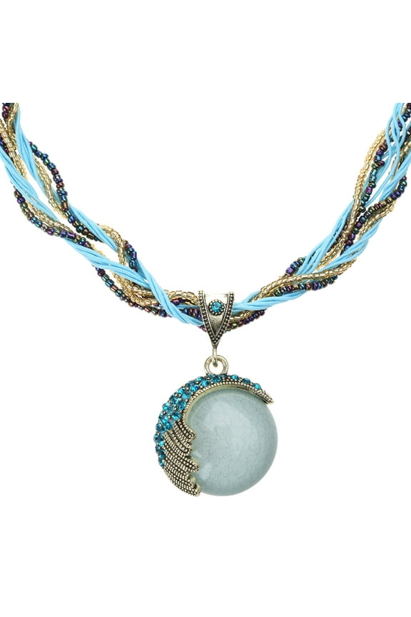 SIEYIO Turquoise Necklace Chunky Statement Beaded Bohemian Necklaces Jewelry Vintage