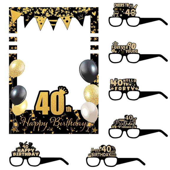 SIEYIO Unique Birthday Photo Frame and Birthday Glasses Set Birthday Celebration Supply