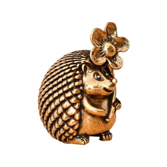 SIEYIO Vintage Brass Hedgehog Sculpture Miniature Antique Figurine Fengshuis Figure for Collector and Unique Gift Giving