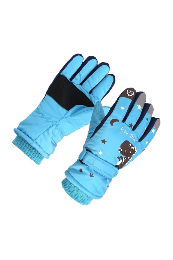 Warm & Comfortable Ski Gloves Must Have Gear with Dinosaur Print for Ages 6-10