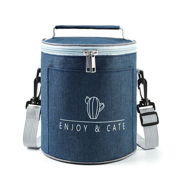 SIEYIO Waterproof Oxford Insulated Round Lunch Tote Cylinder Cooler Thermo Bento Bag