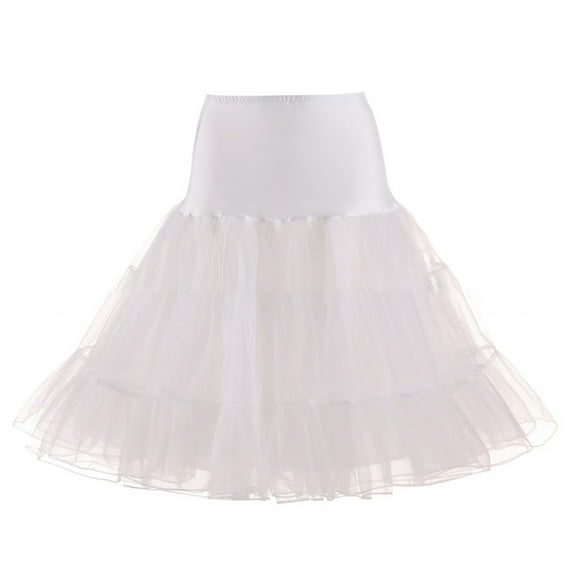 SIEYIO Women 50s Vintage Tulle Petticoat Bright Solid Color Mesh Hoopless Half Slip Underskirt Knee Length Crinoline Tutu Skirt