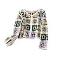 thumbnail image 1 of SIEYIO Women Autumn Long Sleeve Crochet Cardigan Ethnic Hollow Knit Colorful Geometric Pattern Button Down Sweater Coat for Jac, 1 of 19