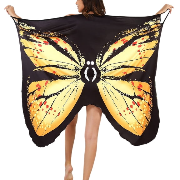 SIEYIO Women Bikini Cover Ups for Butterfly Wings Sexy V-Neck Beach Wrap Robe Sarong Dr