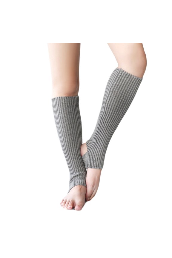 Women Girls Ballet Dance Stirrup Leg Warmers Ribbed Knit Latin Knee High Socks