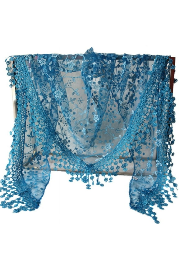 Women Lace Sheer Floral for Triangle Veil Church Mantilla Scarf Shawl Wrap Tasse