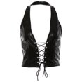 thumbnail image 1 of SIEYIO Women Punk Sleeveless Crop Top Sexy Halter V-Neck Backless Hollow Vest Faux Patent Leather for Cross Lace-Up Party Clubw, 1 of 19