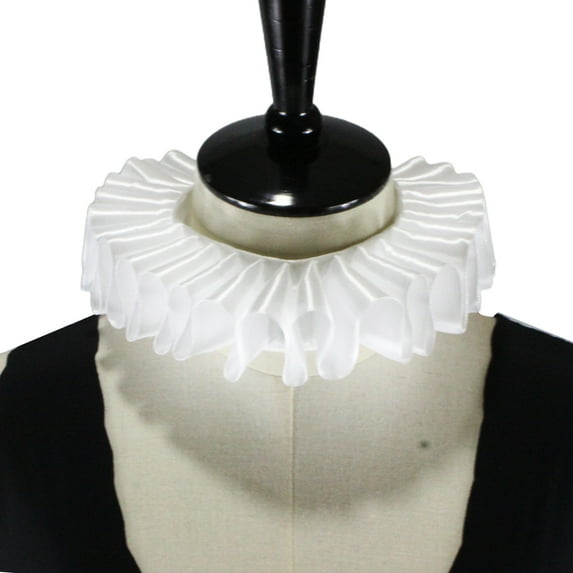 SIEYIO Women Ribbon Ruffled Fake Collar Victorian Renaissance Neck Ruff Satin Choker