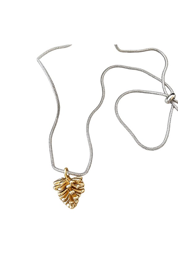 Women's Silver Geometric Pine Cone Pendant Necklace Adjustable Chain Fashion