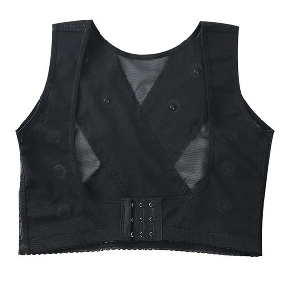 SIEYIO Womens Chest Brace Up Posture Corrector Shapewear Top Compression Bra Back Support Front Closure Mesh Criss-Cross Vest Underwear