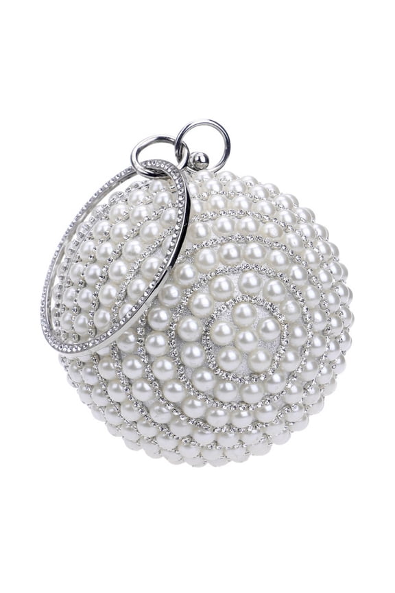 Womens Evening Bag Round Ball Wedding Party Handbag Artificial Pearl Purse
