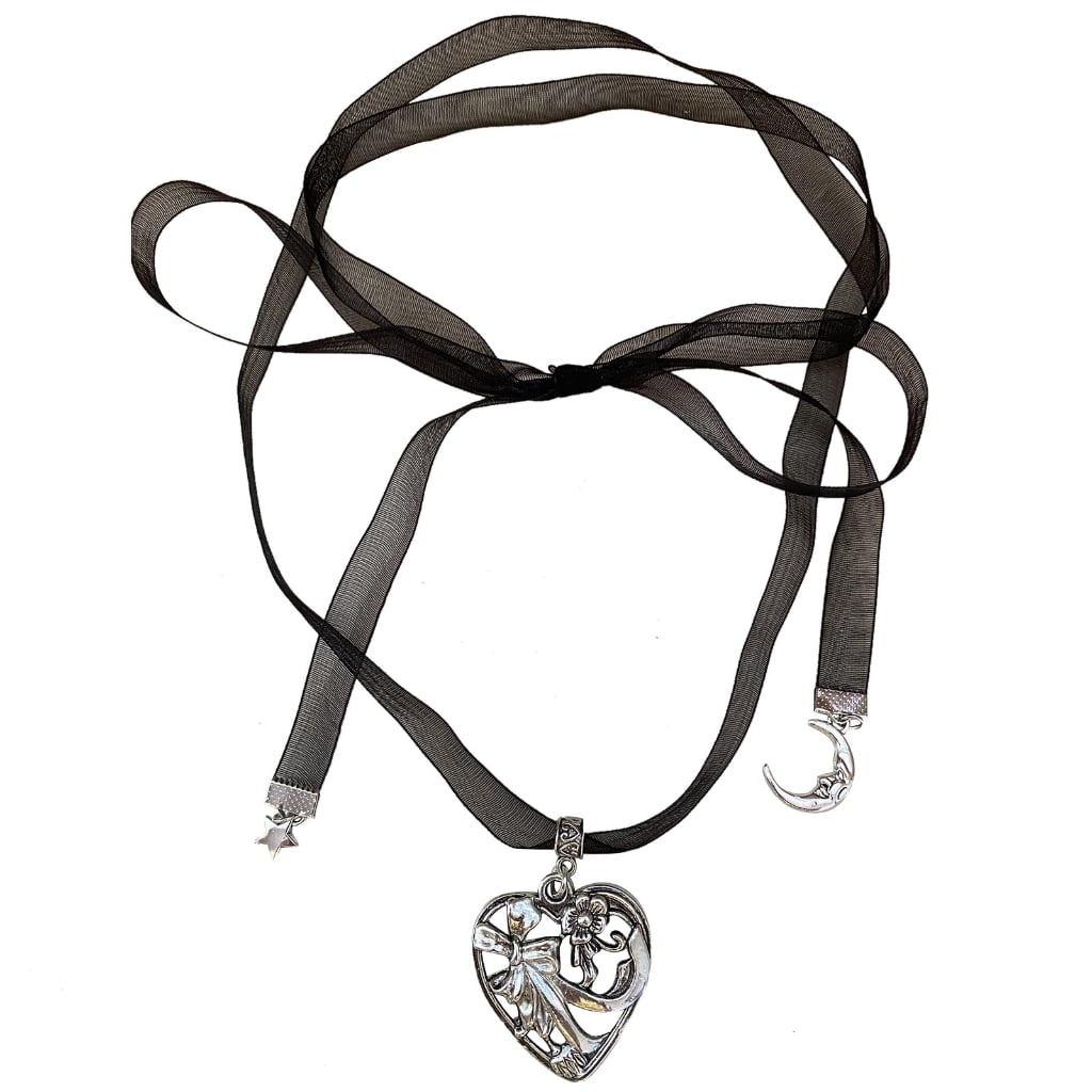 SIEYIO Y2K Love Heart Pendant Rope Tie Choker Necklace for Women