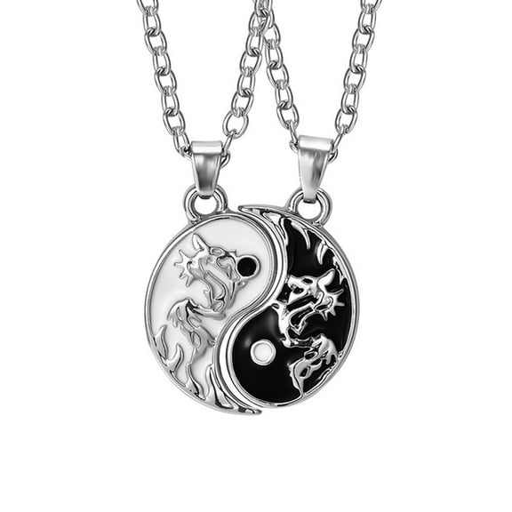 SIEYIO Yin and Yang Necklace Personalized for Sun Moon Stitching Pendant Suitable for Couples Necklaces with Adjustable Chains