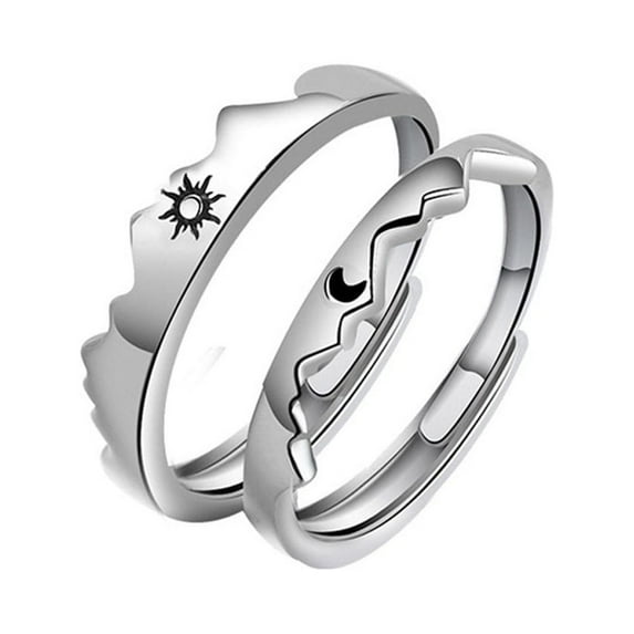 SIEYIO for Sun Moon Couple Matching Ring Open Adjustable Couple Friendship Stackable Ri