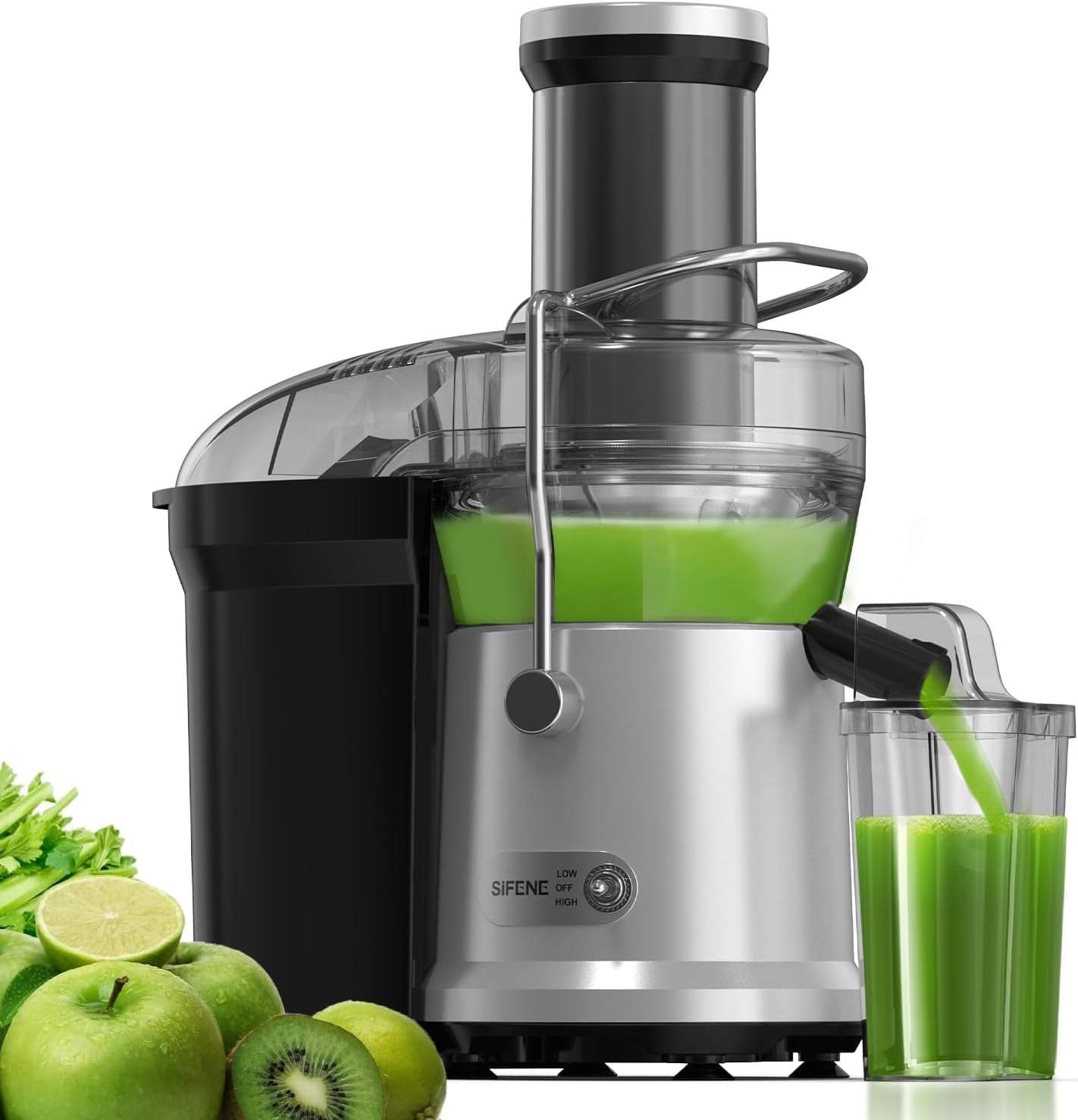 SiFENE Silver Stainless Steel Centrifugal Juicer with Variable Speed