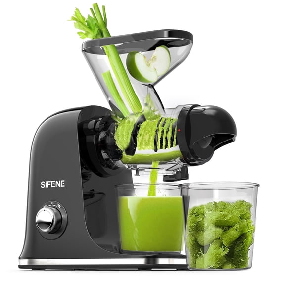 SiFENE Cold Press Juicer Machine, Compact, Quiet, Easy Clean - 100W - Black