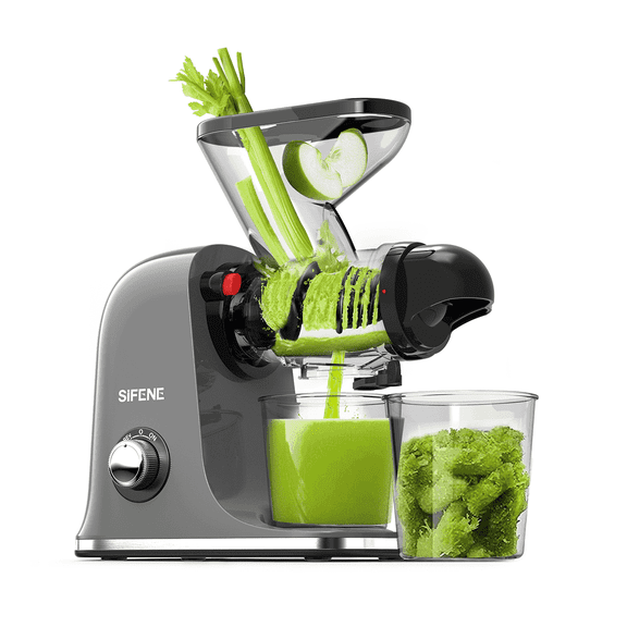 SiFENE Cold Press Juicer Machine 100W Compact Design - Quiet, Easy Clean - Gray