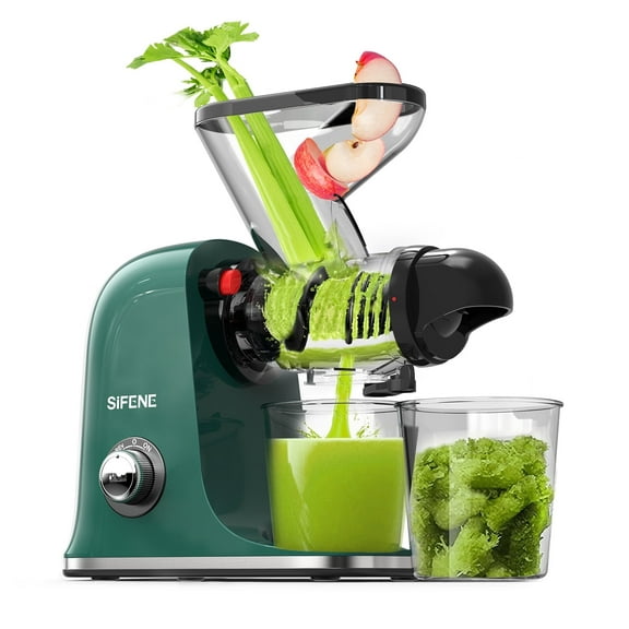 SiFENE Cold Press Juicer Machine 100W Compact Design - Quiet, Easy Clean - Green