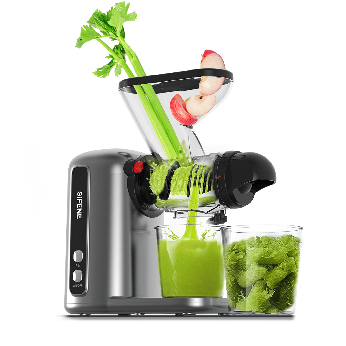 SiFENE Compact Cold Press Juicer Machine - 100W Slow Masticating Juicer - Gray