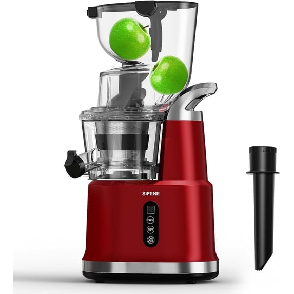 SiFENE Cold Press Juicer Machine, Masticating Juicer - 250W, 83mm Dual Mouth - Red