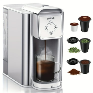 SiFENE 3-in-1 Single Serve Coffee Maker, Brew Ground Coffee, Tea, White, New