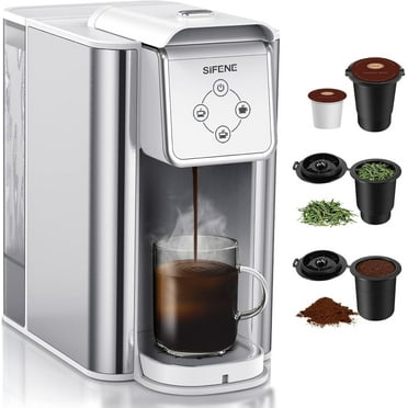 SIFENE 3-in-1 Single Serve Coffee Machine, Compatible with Pods, Removable Water Tank, White