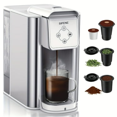 SIFENE 3 in 1 Single Serve Coffee Maker: Coffee Machine Compatible with K Cup Capsules & Grounds, Instant Coffee Pot, Tea Maker Brewer - Removable 50 Oz Water Reservoir, 120V 1150W, White