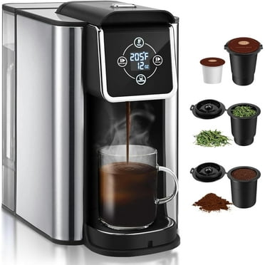 SiFENE 3-in-1 Single Serve Coffee Maker, Brew Ground Coffee, Tea, Custom Temperature and Strength Control, Black
