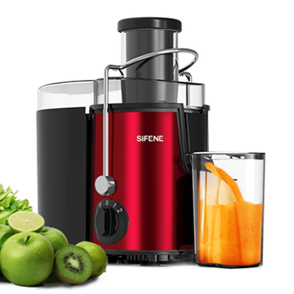 SIFENE 400W Centrifugal Juicer Machine, 3" Wide Chute, Adjustable Speeds, Easy Clean, Red, New