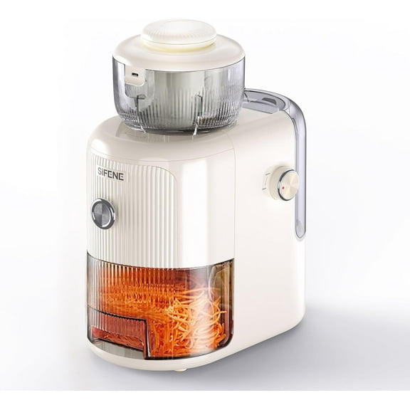 SiFENE 20W Electric Vegetable Cutter with 4 Interchangeable Stainless Blades, Shredder & Grater for Cheese, Fruits, Salad Prep, Easy-Clean