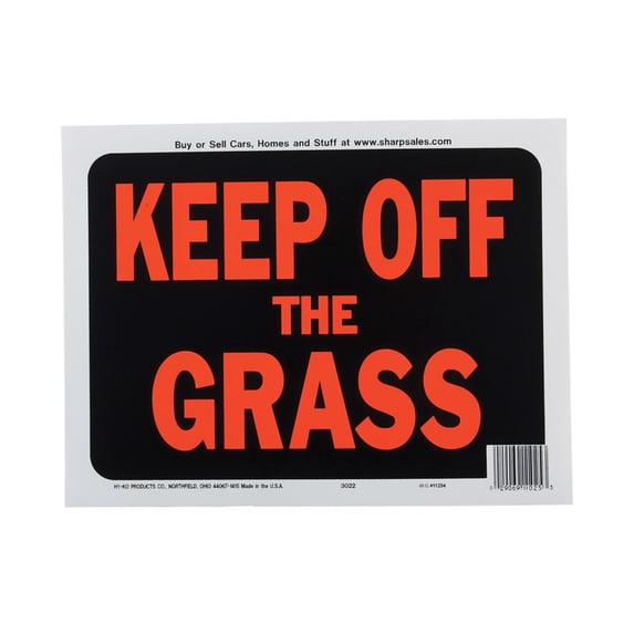 Hy-Ko English 9 in. H x 12 in. W Plastic Sign Keep off the Grass