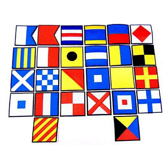 SIGNAL FLAG PATCH SET!! 26 International Signal Flag Patches measure 2" x 2" and are 100% embroidered; Signal Flag Embroidered Iron On or Sew On Flag Patch Emblem