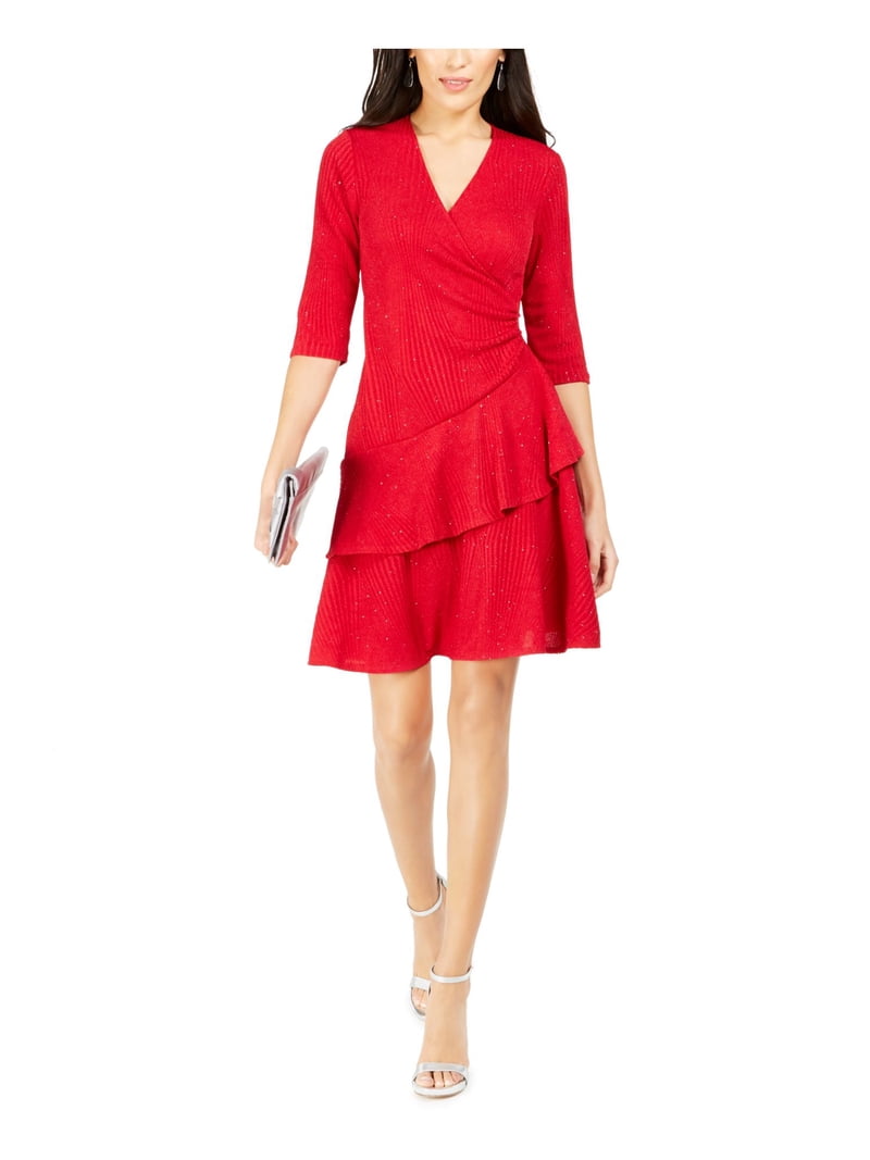 short red fit and flare dress Red Fit And Flare Dress Mini main image 0
